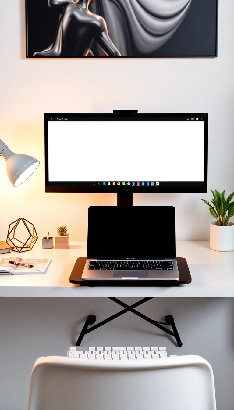 14 Idées de Bureau Cozy pour Booster Votre Productivité (Vous ne croirez pas le #9 !) - 12. Écrans et Accessoires Esthétiques