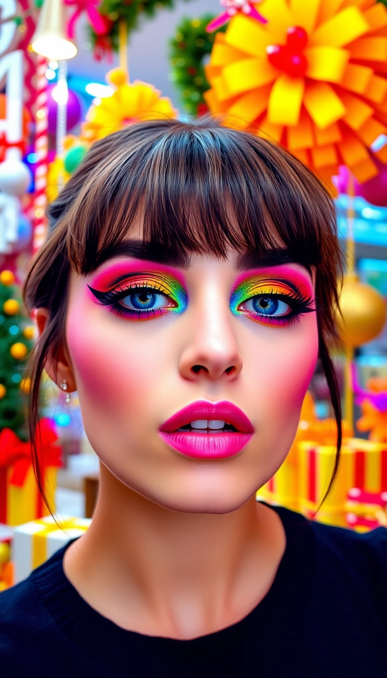 14 Looks de Makeup Noël DIY Que Chaque Fête Devrait Avoir (Vous Allez Aimer Le #6 !) ! - 11. Noël Coloré : Ombres à Paupières Vives