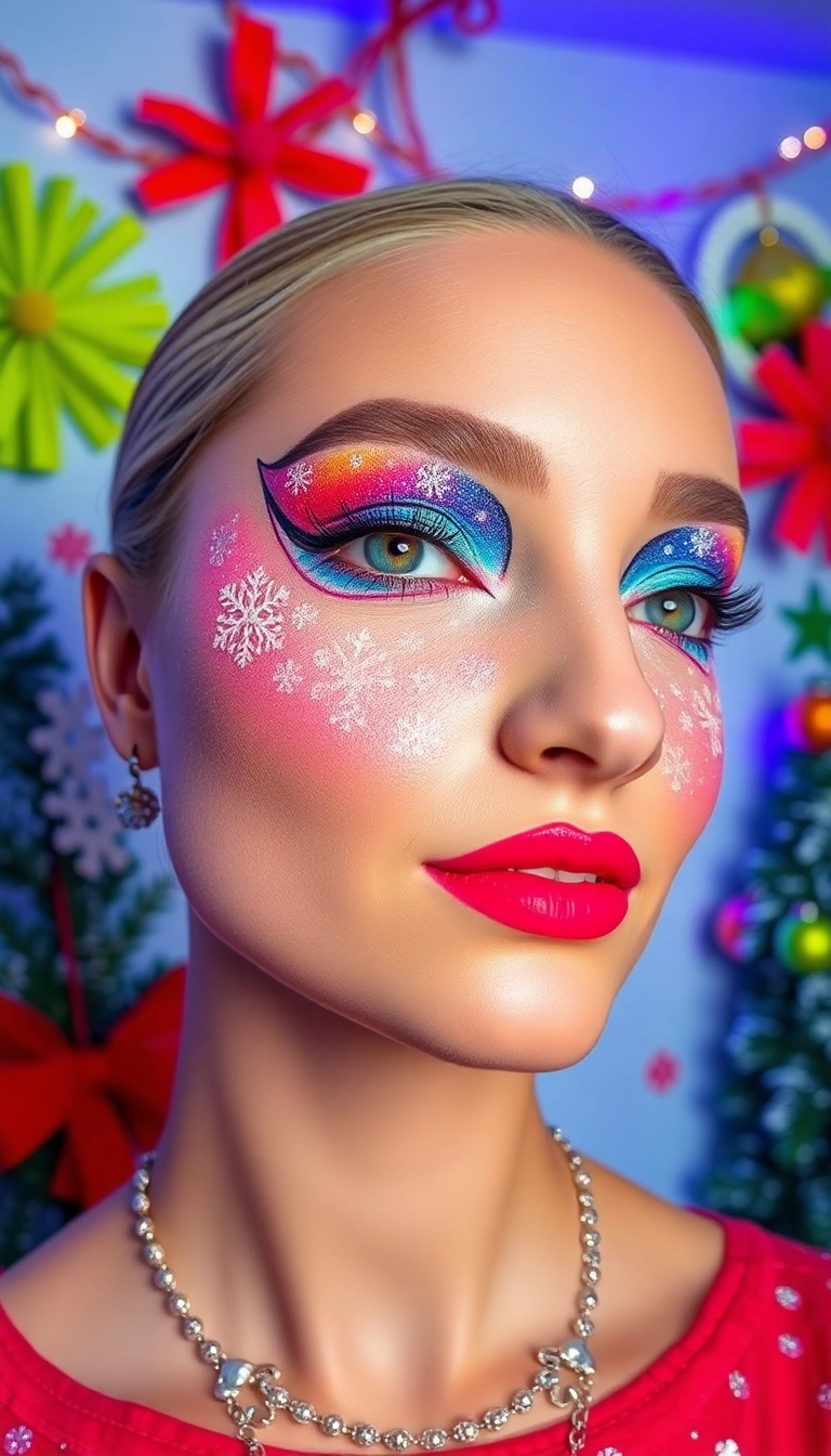 14 Looks de Makeup Noël DIY Que Chaque Fête Devrait Avoir (Vous Allez Aimer Le #6 !) ! - 14. Noël Artistique : Maquillage Éphémère