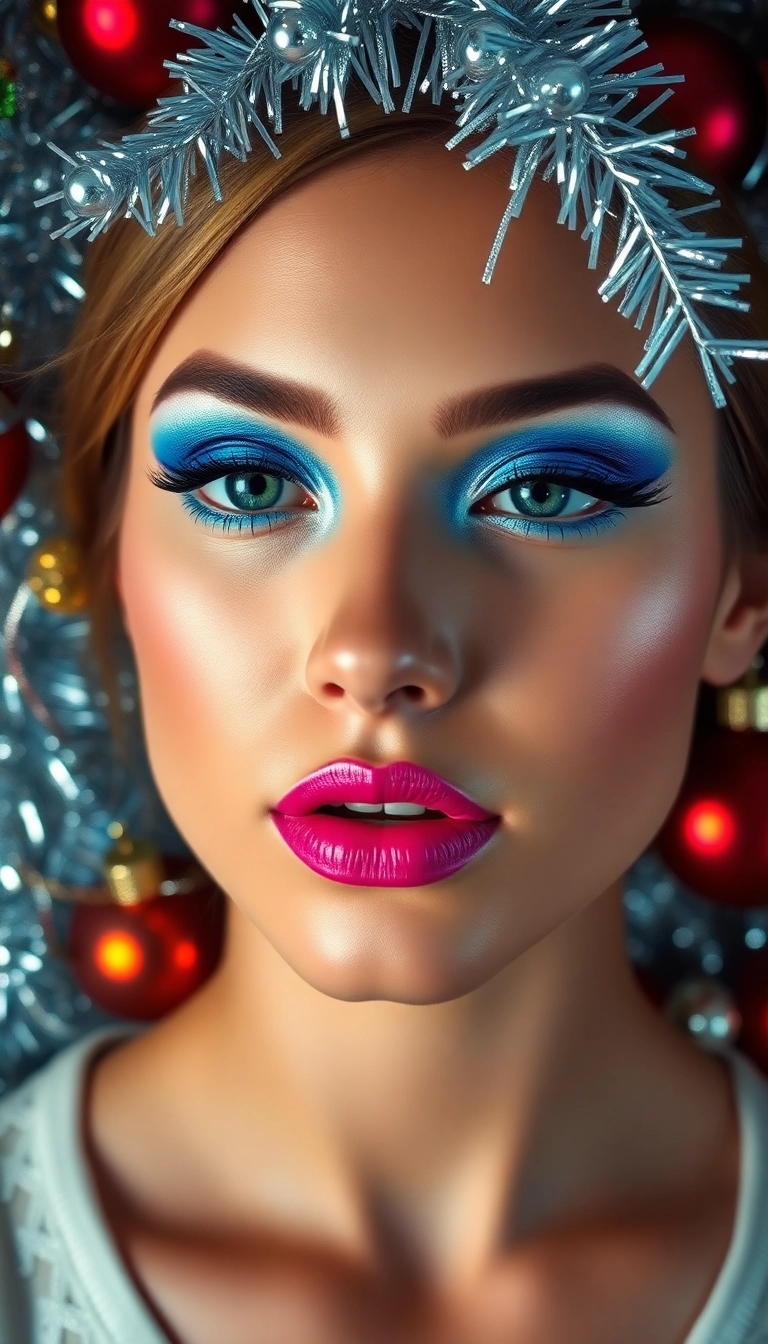 14 Looks de Makeup Noël DIY Que Chaque Fête Devrait Avoir (Vous Allez Aimer Le #6 !) ! - 5. Festivités Métalliques : Argent et Bleu