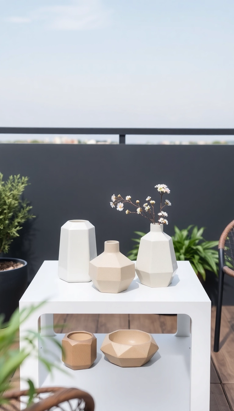 18 Idées de Décoration Minimaliste Pour Votre Terrasse (Moins C'est Vraiment Plus!) - 11. Accessoires en Céramique