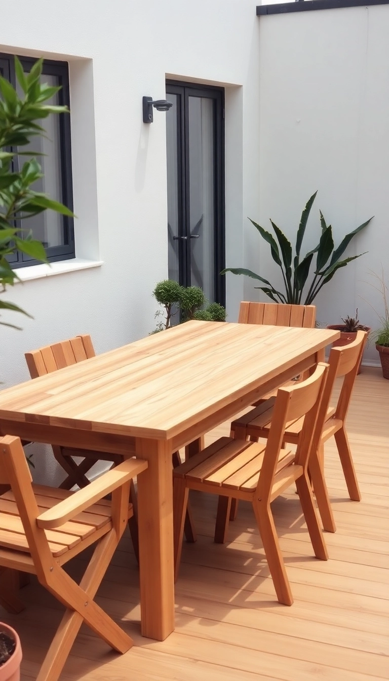 18 Idées de Décoration Minimaliste Pour Votre Terrasse (Moins C'est Vraiment Plus!) - 13. Mobiliers en Bois Naturel