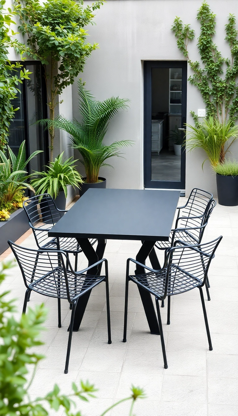 18 Idées de Décoration Minimaliste Pour Votre Terrasse (Moins C'est Vraiment Plus!) - 6. Mobilier de Jardin en Métal