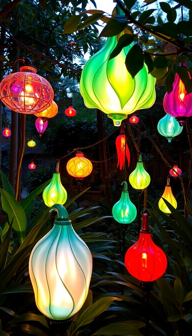 18 Luminaires Extérieurs Éblouissants Qui Feront de Votre Jardin un Paradis Nocturne (#12 Est Magique!) - 18. Luminaires en Verre Soufflé