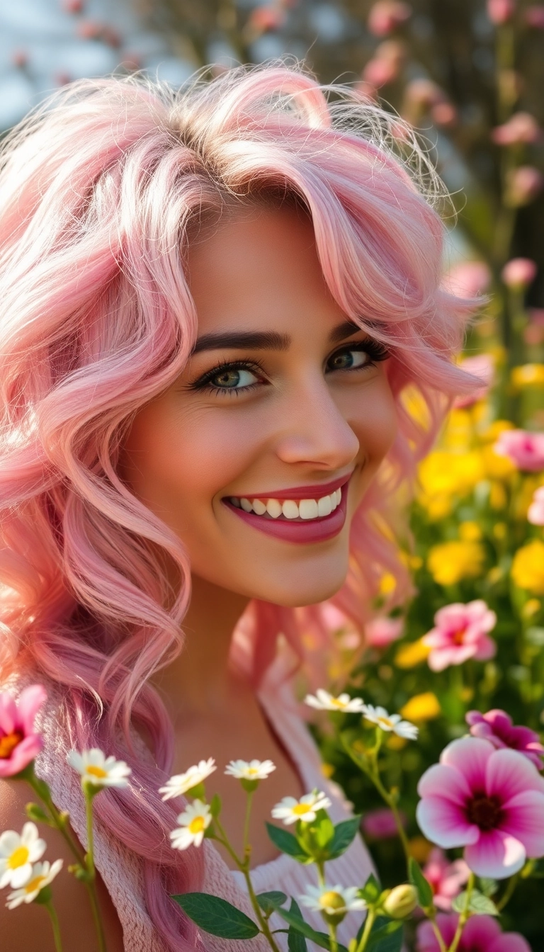 20 Couleurs de Cheveux Tendance Qui Feront Tourner les Têtes (Attention au #10!) - 1. Rose Poudré Éclatant