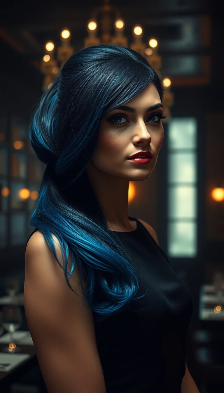 20 Couleurs de Cheveux Tendance Qui Feront Tourner les Têtes (Attention au #10!) - 18. Noir Bleu