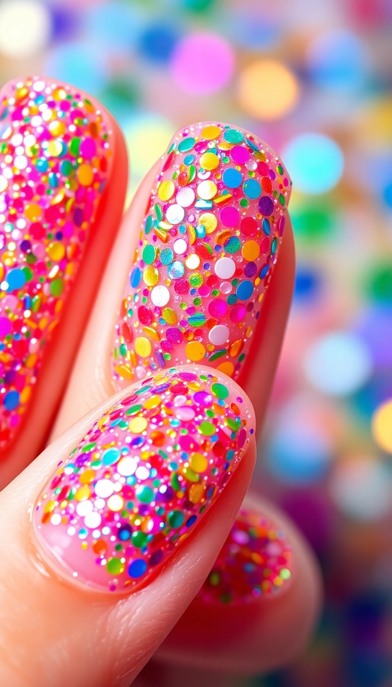 20 Inspirations de Nail Art Glacé Qui Réveilleront Votre Créativité! - 10. Paillettes Arc-en-Ciel