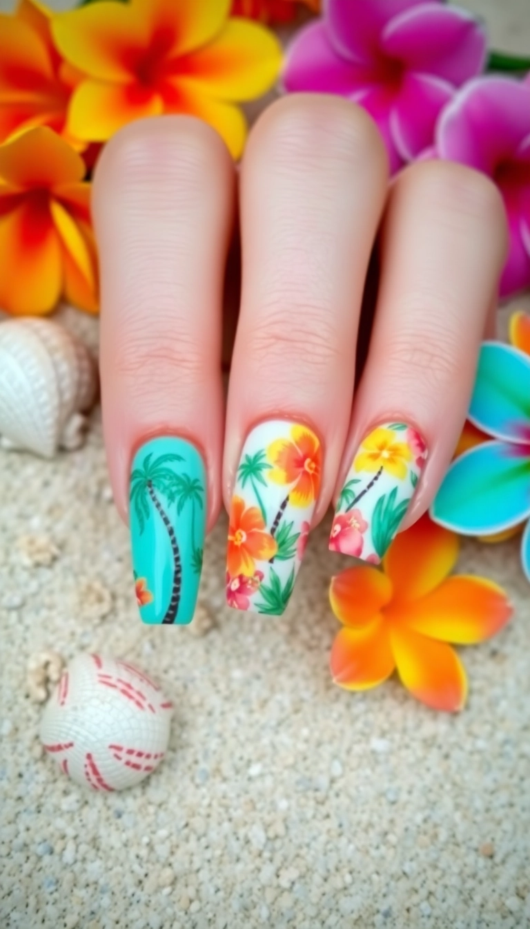 20 Inspirations de Nail Art Glacé Qui Réveilleront Votre Créativité! - 14. Manucure Glacée Tropicale