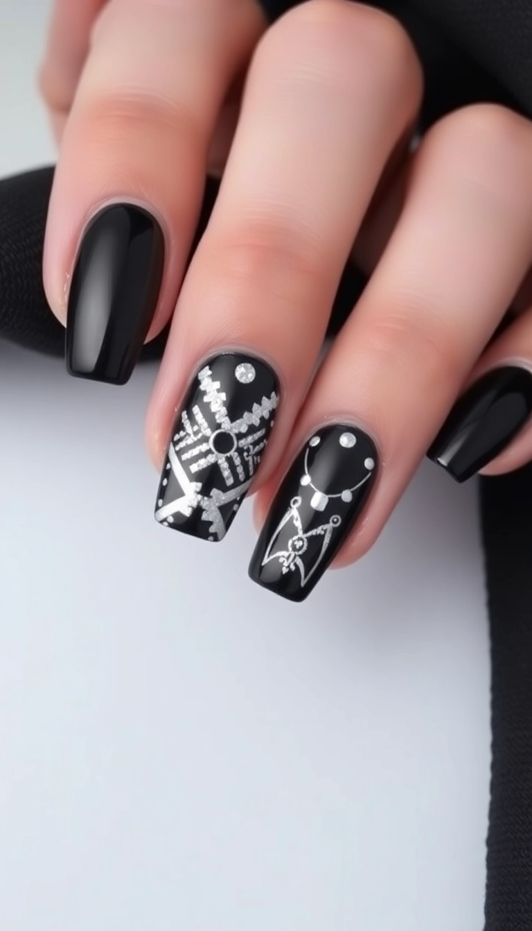 20 Inspirations de Nail Art Glacé Qui Réveilleront Votre Créativité! - 15. Glace Noir et Blanc