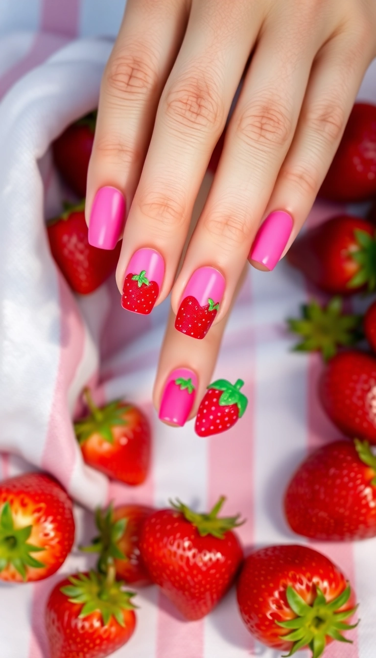 20 Inspirations de Nail Art Glacé Qui Réveilleront Votre Créativité! - 4. Glace à la Fraise