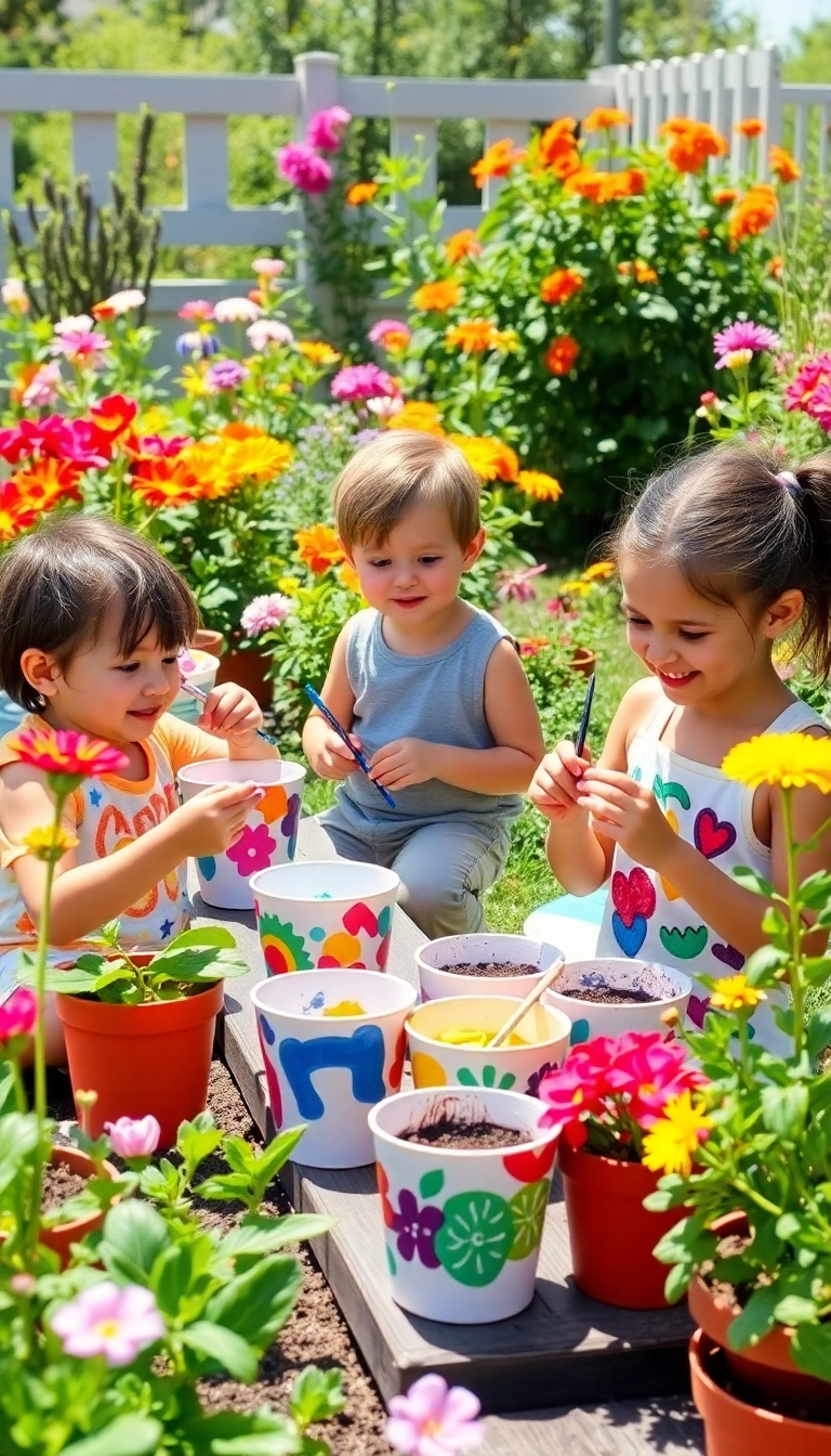 21 Activités Manuelles que Vos Enfants Vont ADORER (Et Vous Aussi !) - 8. Décoration de Pots de Fleurs