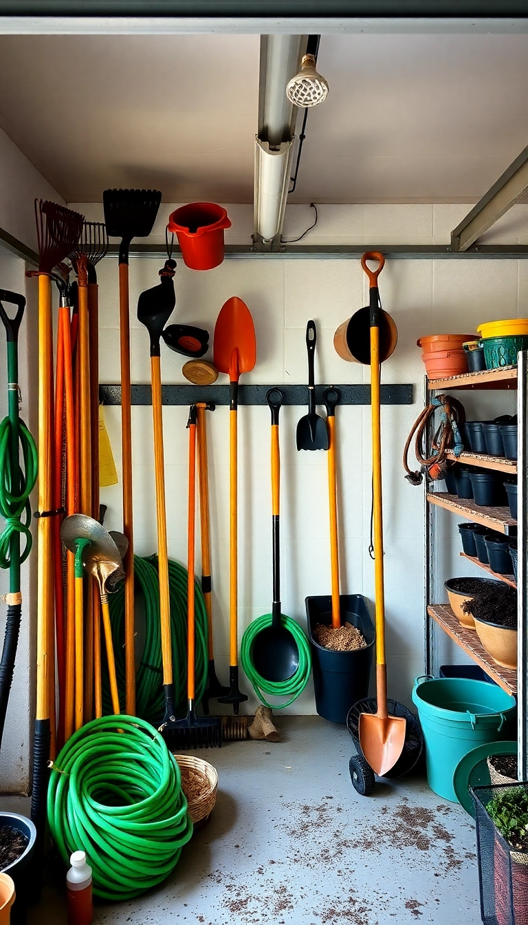 22 Hacks de Rangement de Garage Pour Désencombrer Comme un Pro ! - 15. Rangement des Équipements de Jardinage