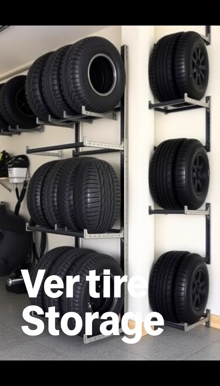 22 Hacks de Rangement de Garage Pour Désencombrer Comme un Pro ! - 8. Rangez vos Pneus Verticalement