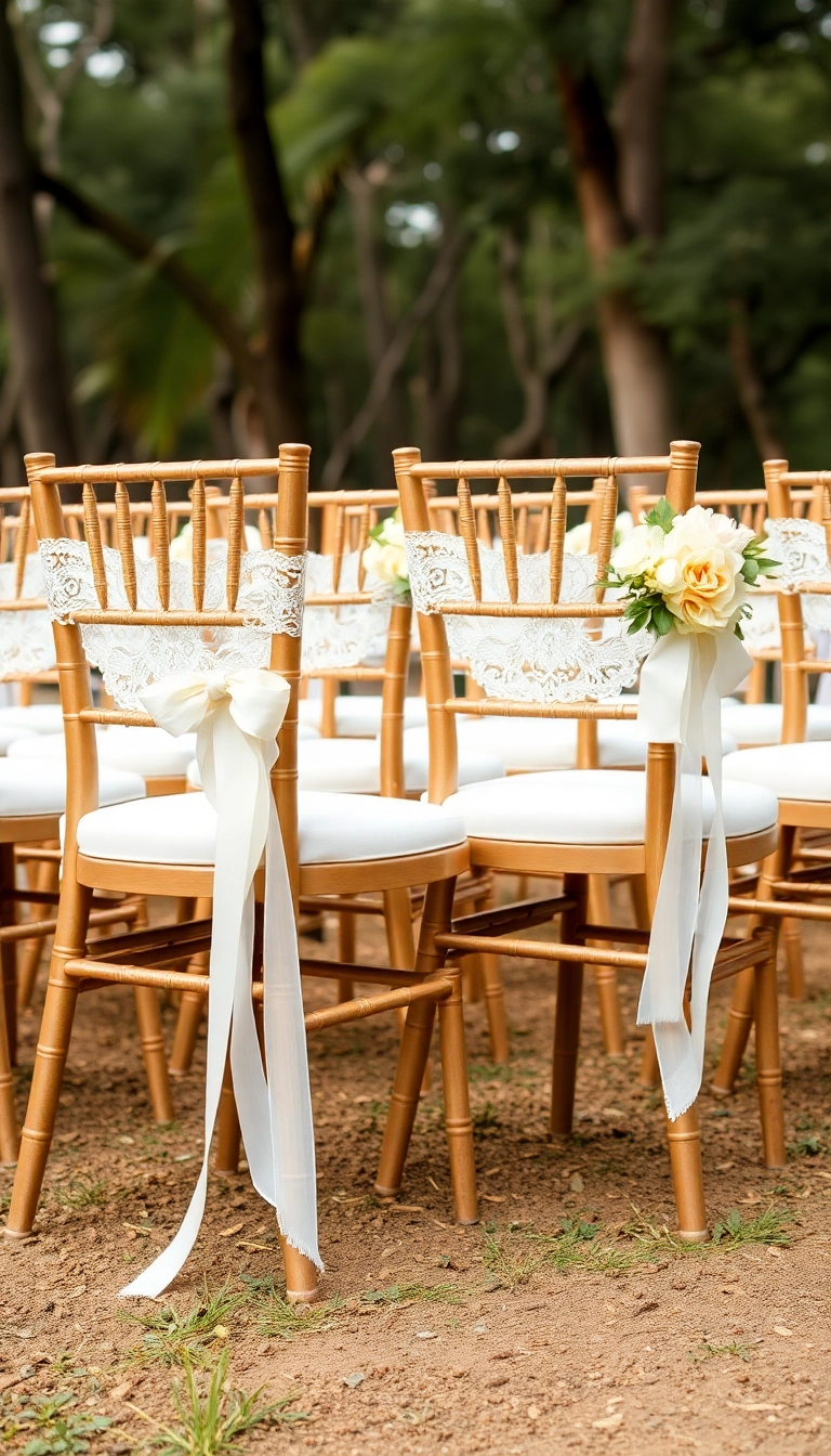 25 Idées de Décoration Mariage Champêtre Qui Feront Dire 'Wow!' à Vos Invités! - 15. Ribbons et Dentelle