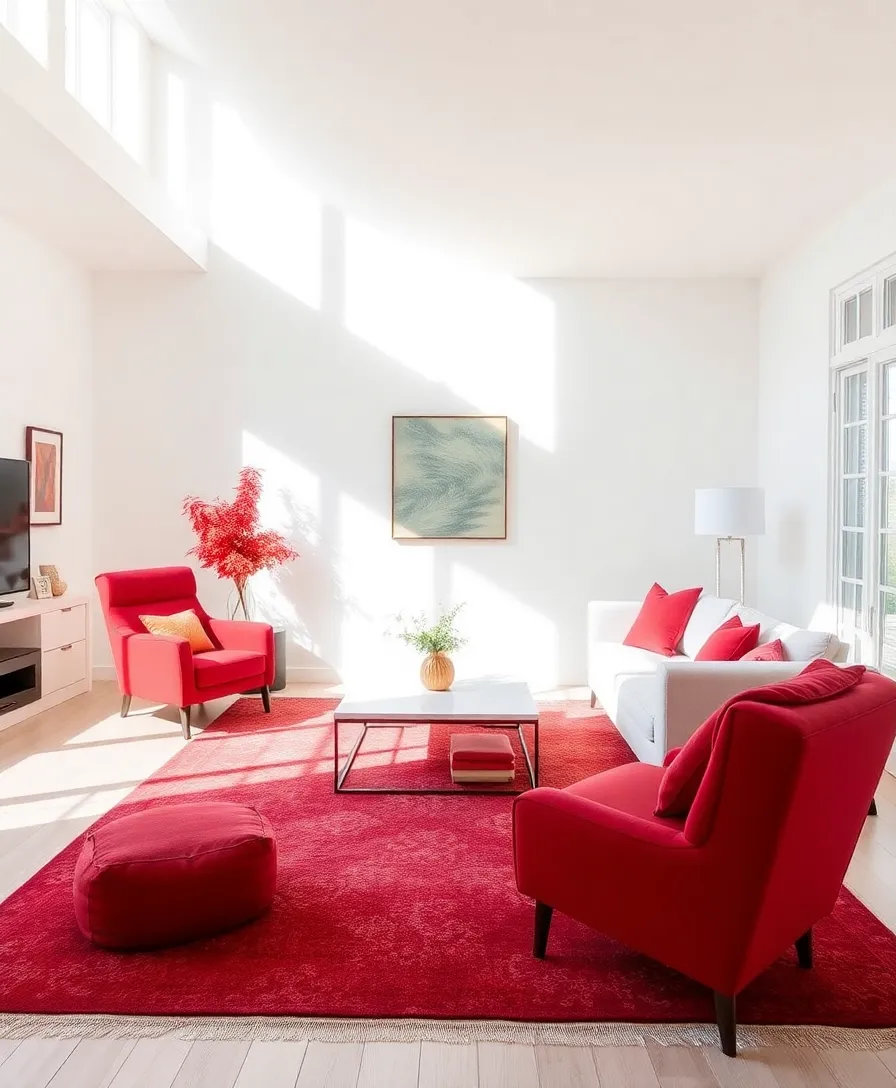 14 Minimalist Designs That Use Primary Colors to Maximize Impact (Warning: #6 is Genius!) - 1. Bold Red Accents in a Neutral Space