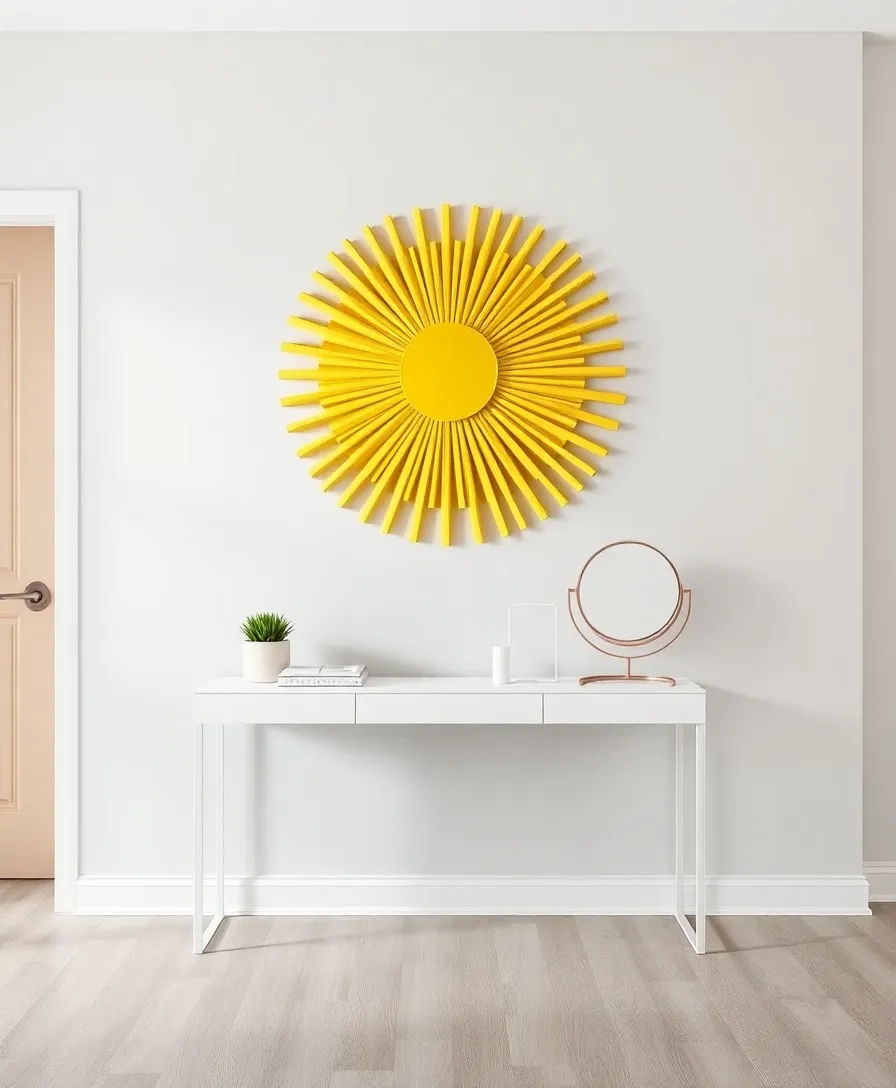 14 Minimalist Designs That Use Primary Colors to Maximize Impact (Warning: #6 is Genius!) - 2. Yellow Sunburst Wall Art