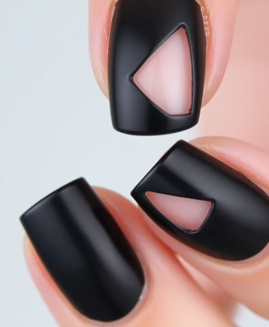 19 Unique Dark Nail Art Ideas That Will Inspire Your Next Look (#3 Is a Showstopper!) - 10. Sharp Edges and Negative Space