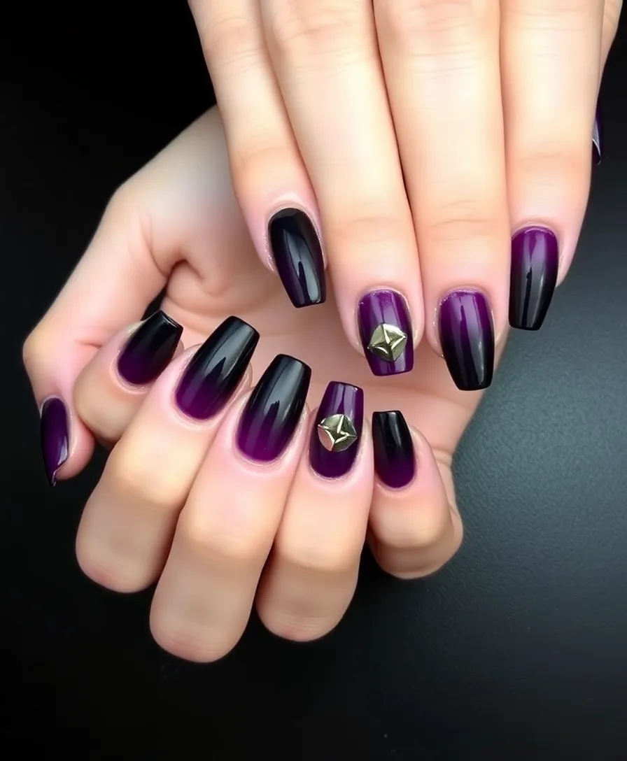 19 Unique Dark Nail Art Ideas That Will Inspire Your Next Look (#3 Is a Showstopper!) - 19. Dark Gradient with Studs